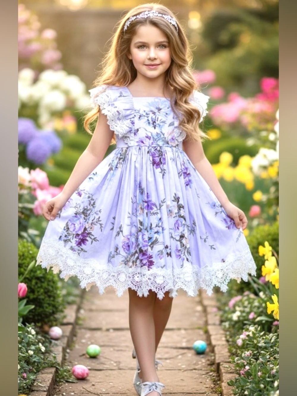 NWT Trish Scully Girls' Anne Lavender Lace Dress Size 4